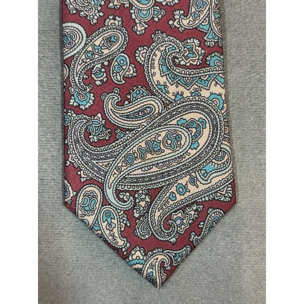 Envoy Tie Burgundy Teal 100% Silk Necktie 56" x 3.5"